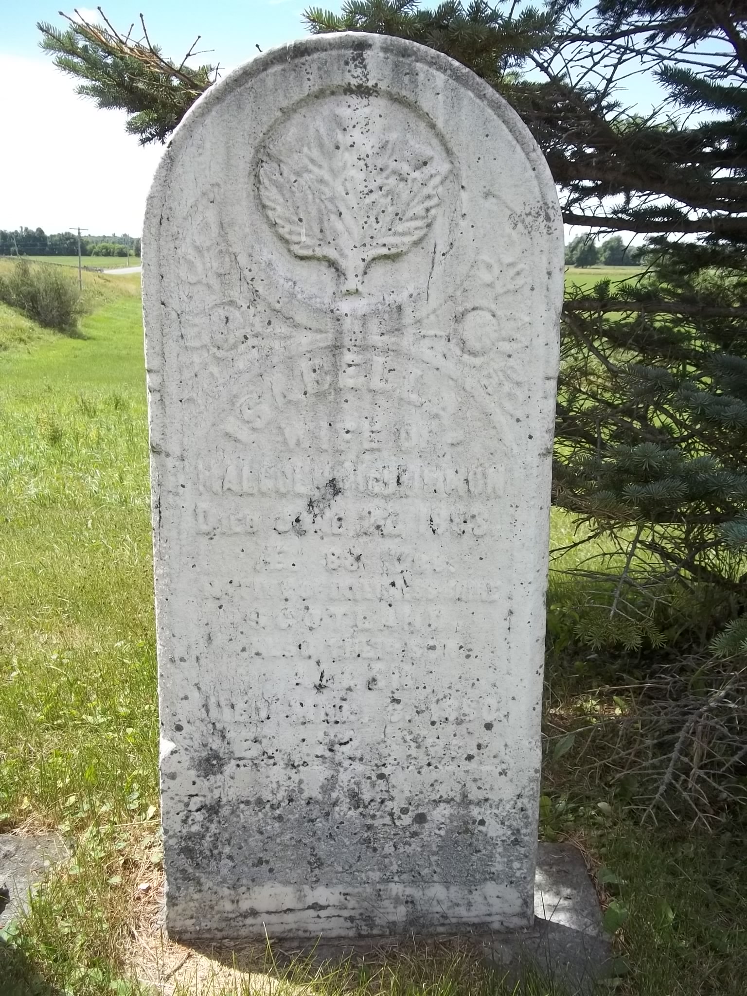 Photo of headstones/Isabella McCrimmon nee McLennan d1883 hdstn Kirkhill Saint Columba United Church cem ON